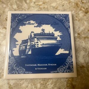 Holland American Line NWOT Ceramic Coaster with Cork Bottom
